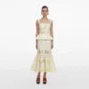 Yellow Linen Peplum Midi Dress Yellow Linen Peplum Midi Dress