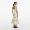 Yellow Linen Peplum Midi Dress Yellow Linen Peplum Midi Dress