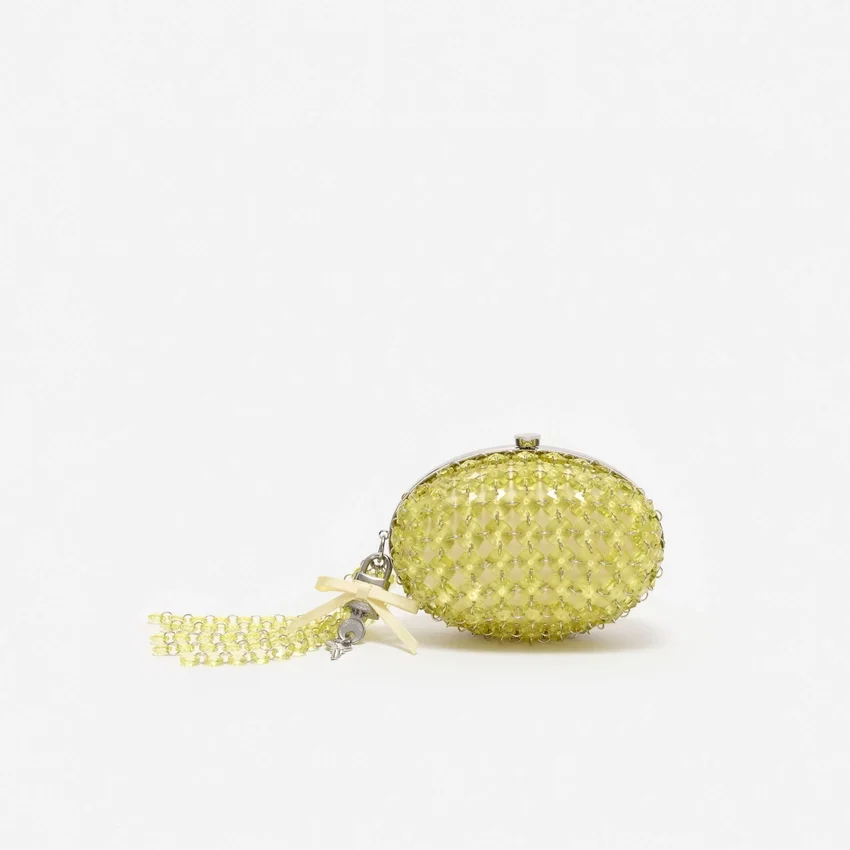 Yellow Oval Crystal Chain Clutch Bag Yellow Oval Crystal Chain Clutch Bag