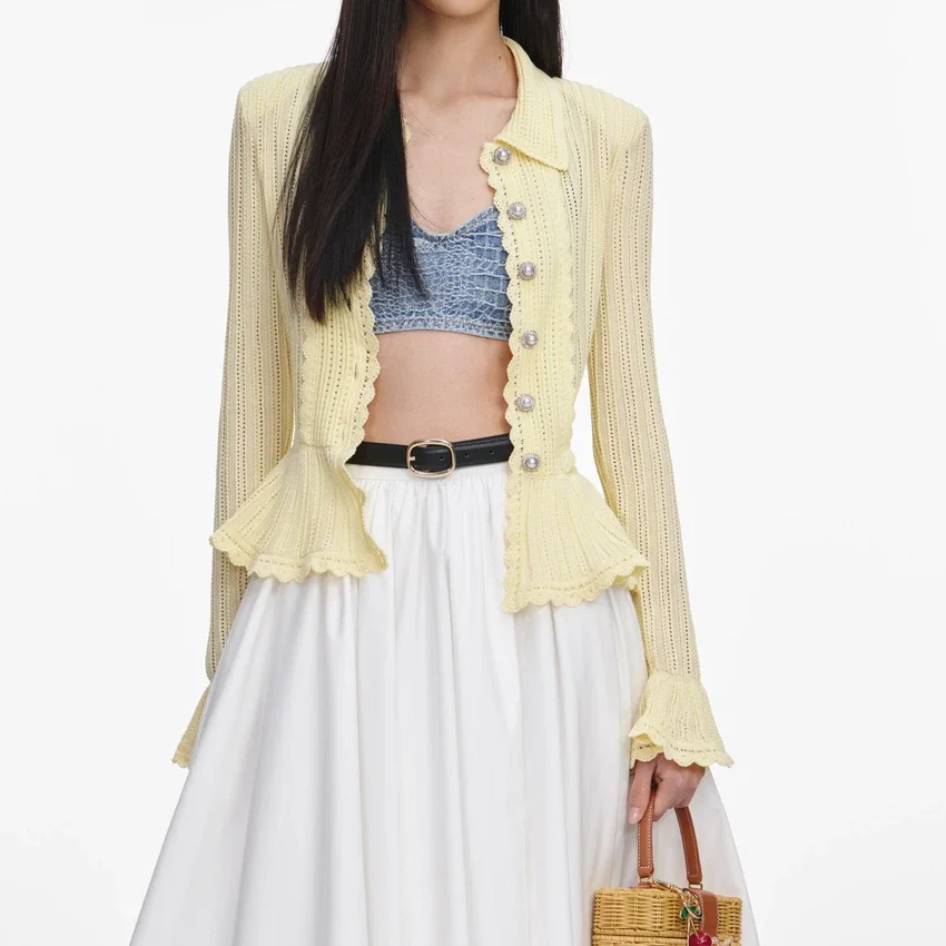 Yellow Pointelle Cardigan Yellow Pointelle Cardigan