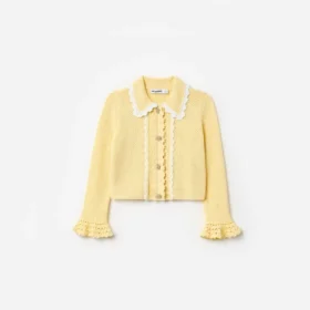 Yellow Pointelle Frill Cardigan