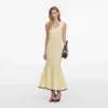 Yellow Pointelle Knit Midi Dress