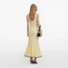 Yellow Pointelle Knit Midi Dress