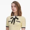 Yellow Pointelle Knit Mini Dress