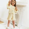 Yellow Pointelle Knit Shorts