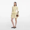 Yellow Pointelle Peplum Knit Mini Dress Yellow Pointelle Peplum Knit Mini Dress