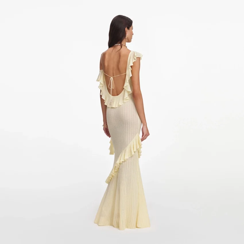 Yellow Ruffle Knit Maxi Dress Yellow Ruffle Knit Maxi Dress