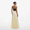 Yellow Satin Lace Maxi Dress
