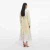 Yellow Satin Lace Midi Dress