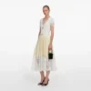 Yellow Satin Lace Midi Skirt Yellow Satin Lace Midi Skirt