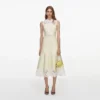 Yellow Taffeta Lace Midi Dress