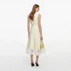 Yellow Taffeta Lace Midi Dress
