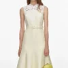Yellow Taffeta Lace Midi Dress