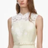 Yellow Taffeta Lace Midi Dress