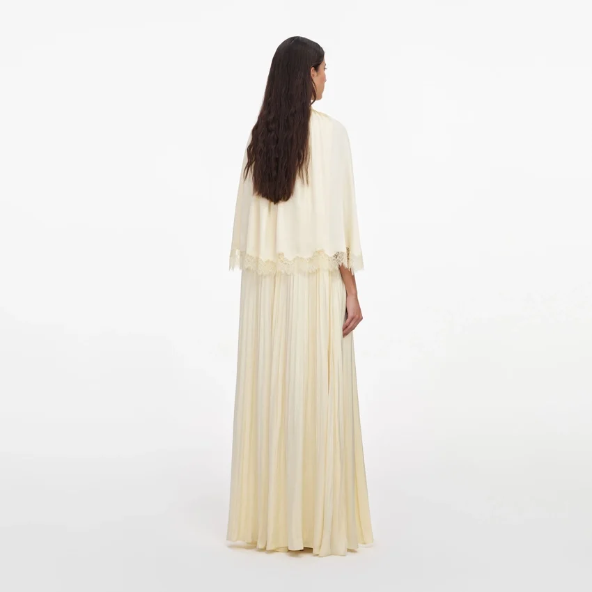 Yellow Tie Neck Cape Maxi Dress Yellow Tie Neck Cape Maxi Dress