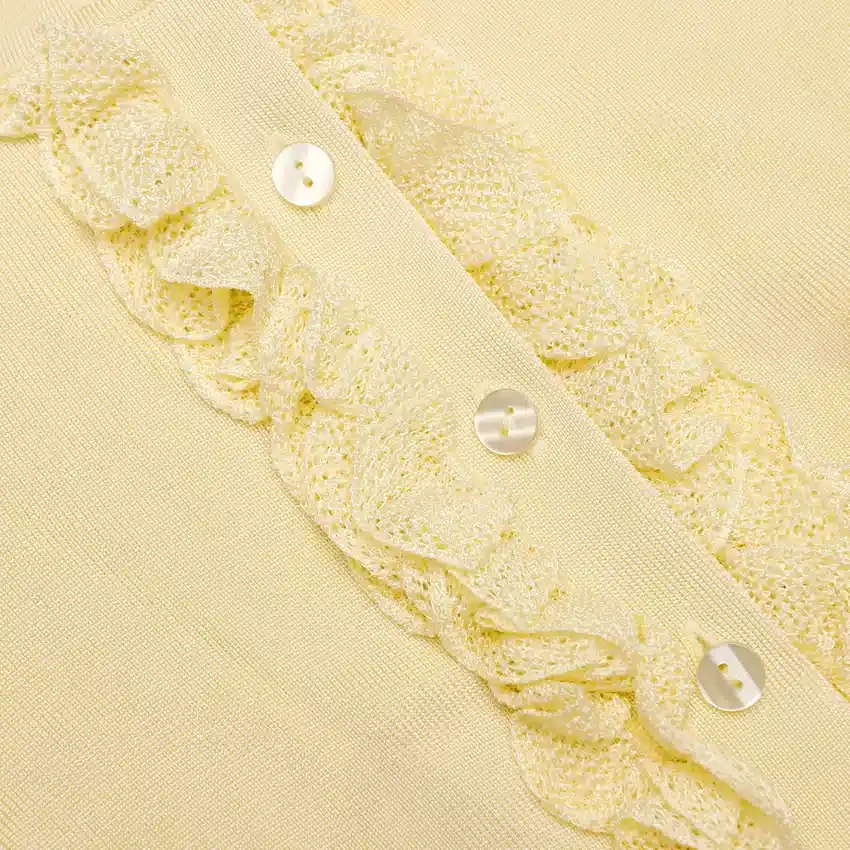 Yellow Viscose Knit Ruffle Midi Dress Yellow Viscose Knit Ruffle Midi Dress