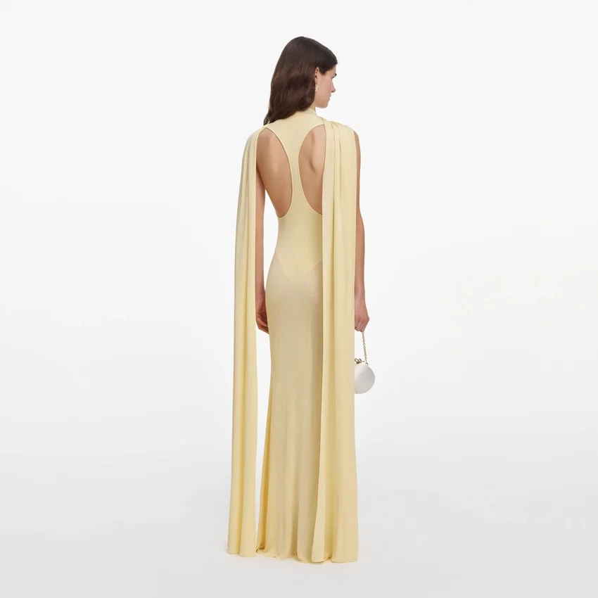 Yellow Viscose Knit Scarf Maxi Dress Yellow Viscose Knit Scarf Maxi Dress