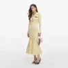 Yellow Viscose Knit Tie Midi Dress