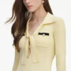 Yellow Viscose Knit Tie Midi Dress