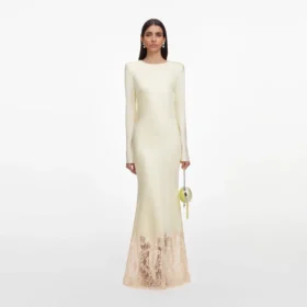 Yellow Viscose Lace Maxi Dress