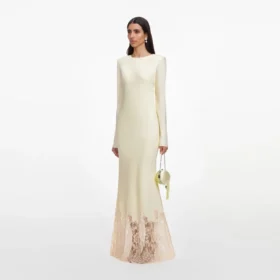 Yellow Viscose Lace Maxi Dress
