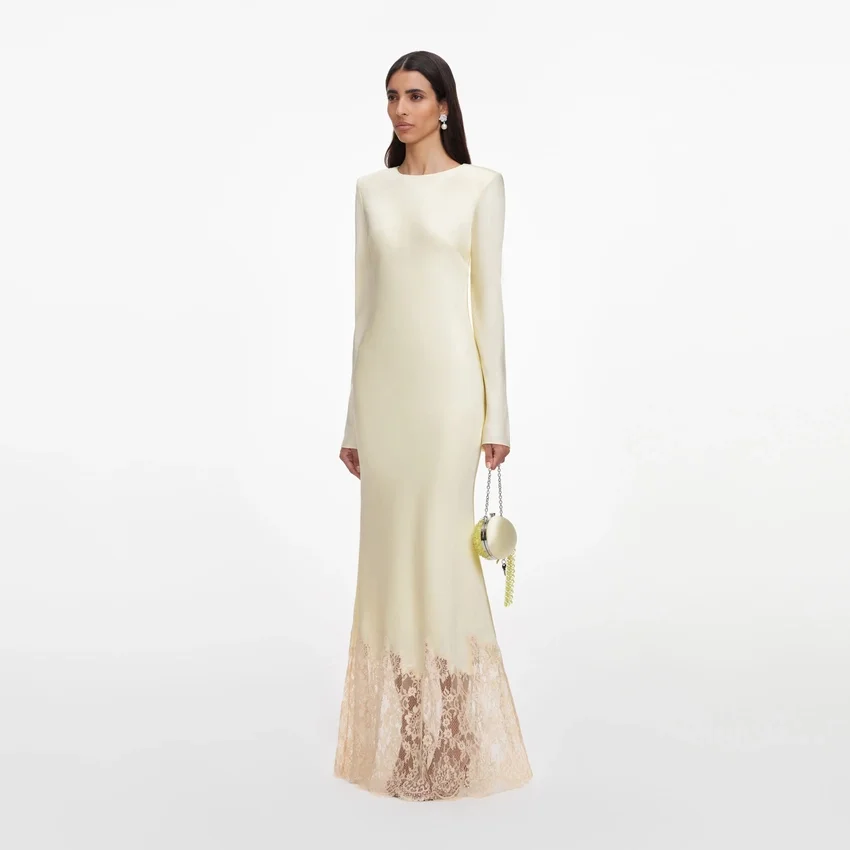 Yellow Viscose Lace Maxi Dress Yellow Viscose Lace Maxi Dress